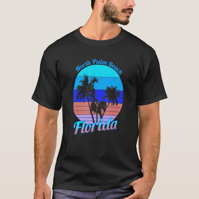 Camiseta Playa de Palm Norte Florida Palmeras Tropicales Re (Anverso)