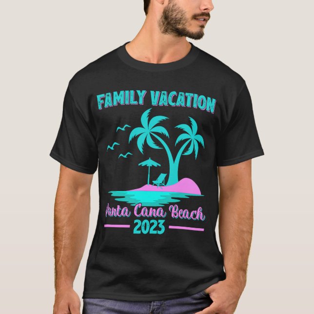 Camiseta Playa de Palm Tree Punta Cana 2023 para familias (Anverso)