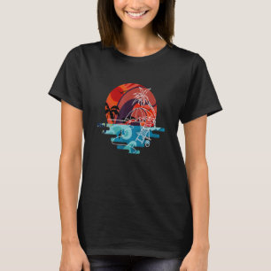 Camiseta Playa de Palm Tree Retro Isla Tropical Veraniega D