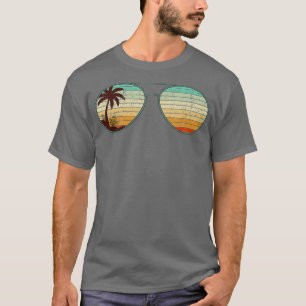 Camiseta Playa de palmeras exóticas Retro Gafas de sol Trop