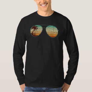 Camiseta Playa de palmeras exóticas Retro Gafas de sol Trop