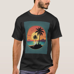 Camiseta playa de palmeras retro