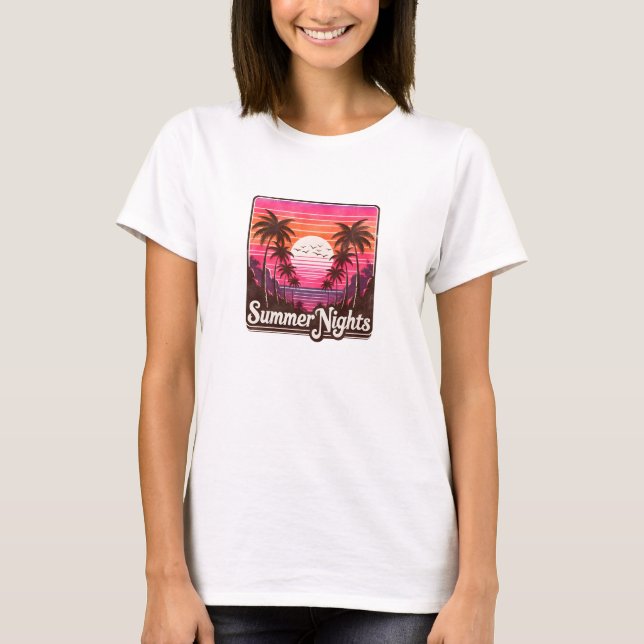 Camiseta Playa de palmeras tropicales de las noches de vera (Anverso)