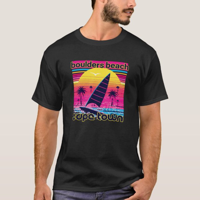 Camiseta Playa de recuerdo estilo Boulders Beach Retro 80 (Anverso)