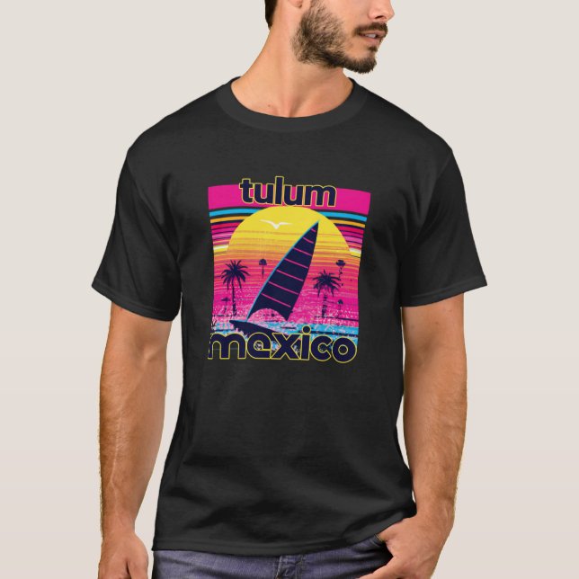 Camiseta Playa de recuerdo estilo Tulum Retro 80 (Anverso)