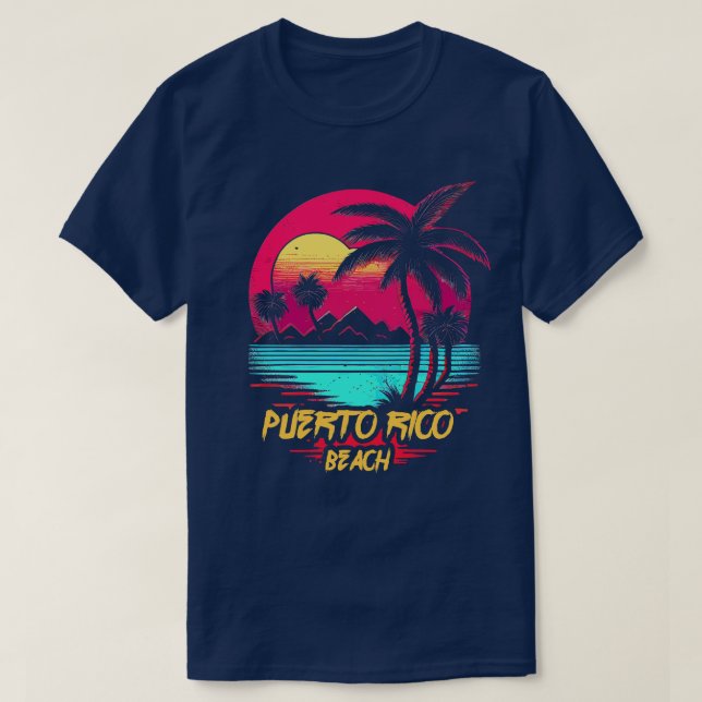 Camiseta Playa de Retrowave Puerto Rico (Diseño del anverso)