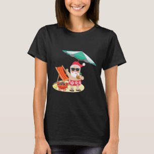 Camiseta Playa de Santa Claus Divertida Navidad de Verano e