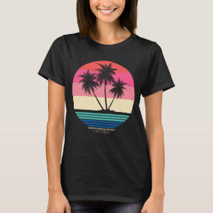 Camiseta Playa de Santa Mónica con palmeras retro Sunset