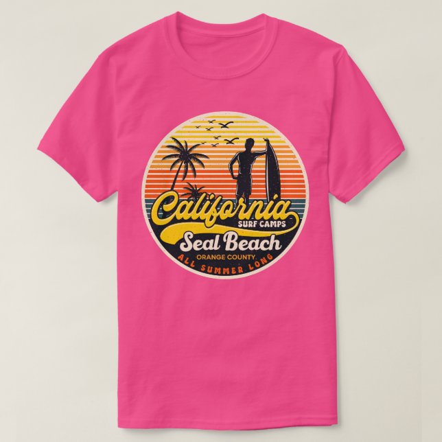 Camiseta Playa de Seal del Campamento de Surf de California (Diseño del anverso)