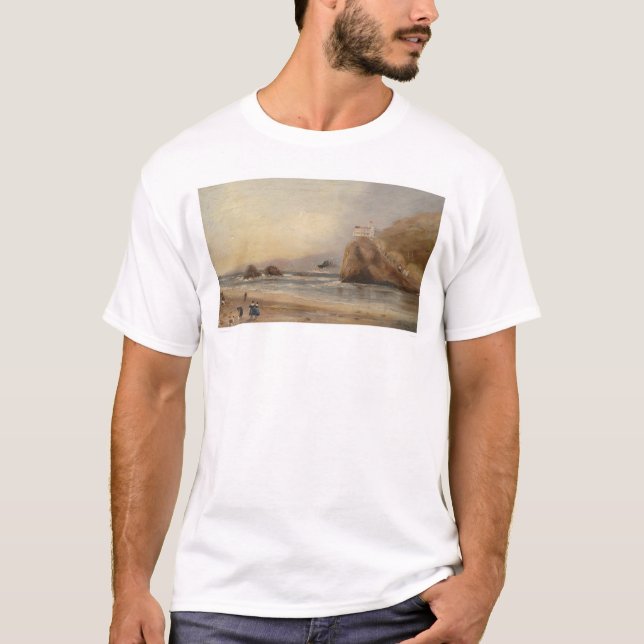 Camiseta Playa de SF, roca del sello, y casa del acantilado (Anverso)