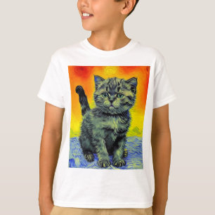 Camiseta Playa de Sunset Cat Style Van Gogh
