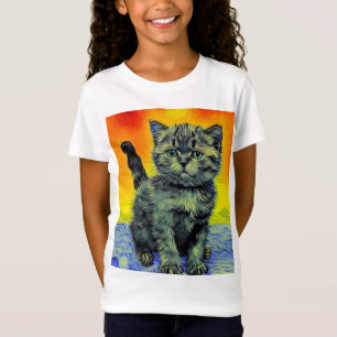 Camiseta Playa de Sunset Cat Style Van Gogh