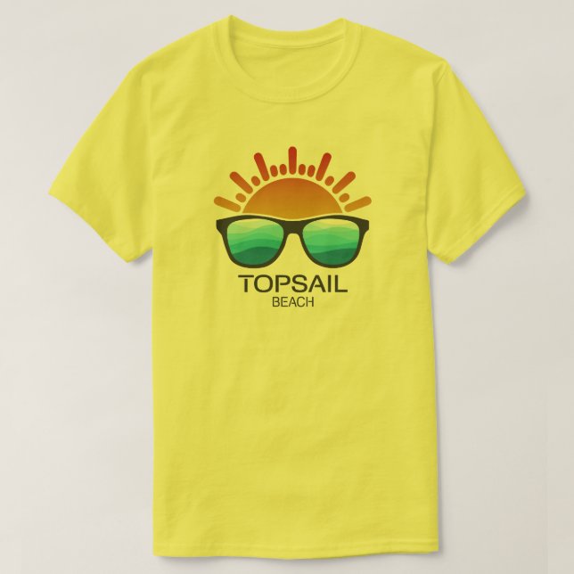 Camiseta Playa de Topsail Carolina del Norte Gafas de sol (Diseño del anverso)