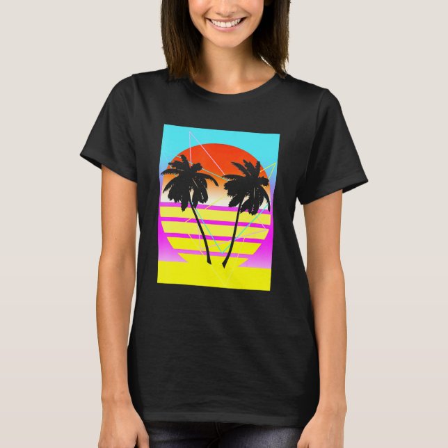Camiseta Playa De Vaporwave Palm Tree En Verano (Anverso)