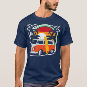 Camiseta Playa de veraneo Surfer Hippie Van Surfboard