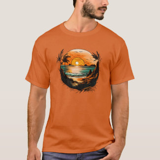 Camiseta Playa de verano con regalo de mar y pájaros