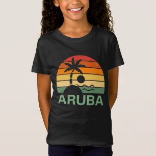 Camiseta Playa de Verano de las Palmeras Vintage de Aruba