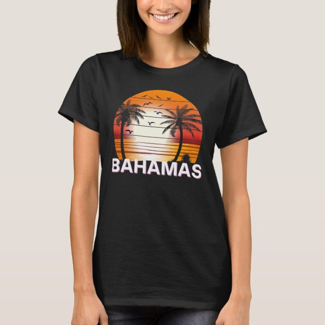 Camiseta Playa de verano de palmeras antiguas de las Bahama (Anverso)