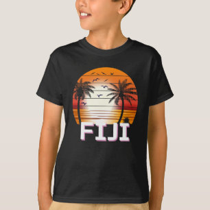 Camiseta Playa de Verano de Palmeras Vintage de Fiji