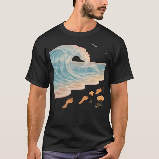 Camiseta Playa de vidrio líquido con huellas de flores (Anverso)