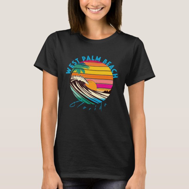 Camiseta Playa de West Palm Beach Retro estilo Florida de l (Anverso)