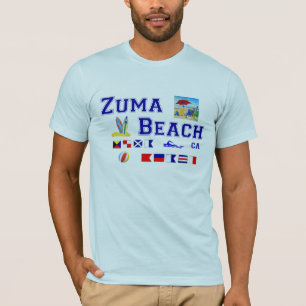 Camiseta Playa de Zuma - deletreo marítimo de la bandera