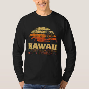 Camiseta Playa del atardecer Oahu Hawaii Costa Norte Retro 