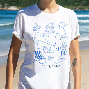 Camiseta Playa del Doodle de la arena de la sal solar