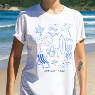 Camiseta Playa del Doodle de la arena de la sal solar