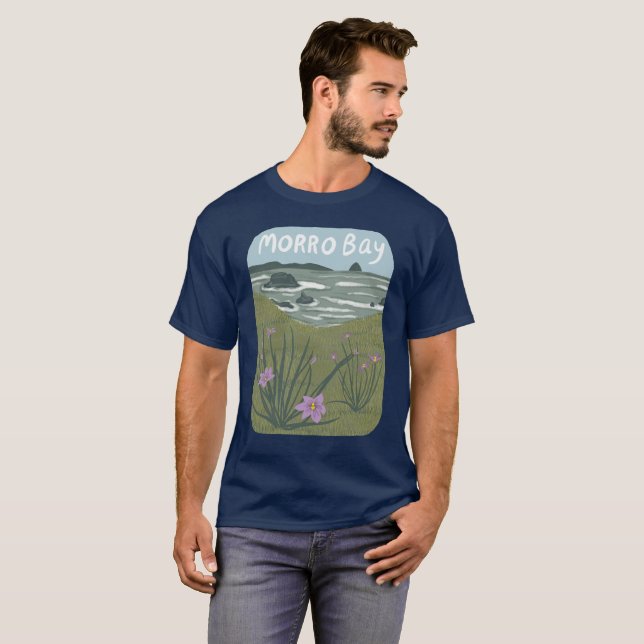 Camiseta Playa del Ilustracion de Morro Bay Central Califor (Anverso completo)
