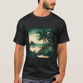 Camiseta Playa del Mar Tropical Palm Tree Ocean Wave Natura
