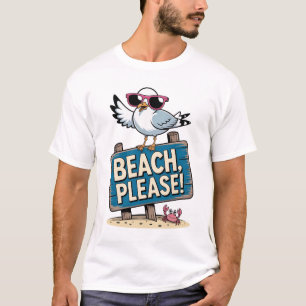 Camiseta Playa divertida, por favor Gaviota Rosa Glass Summ