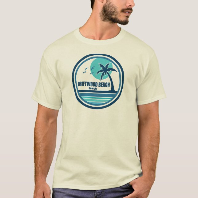 Camiseta Playa Driftwood Georgia Palma Pájaros (Anverso)