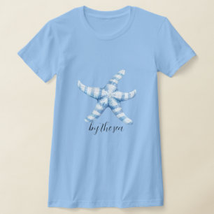 Camiseta Playa Estrella de Mar Azul Blanco  