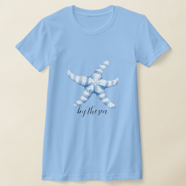 Camiseta Playa Estrella de Mar Azul Blanco   (Distribución)