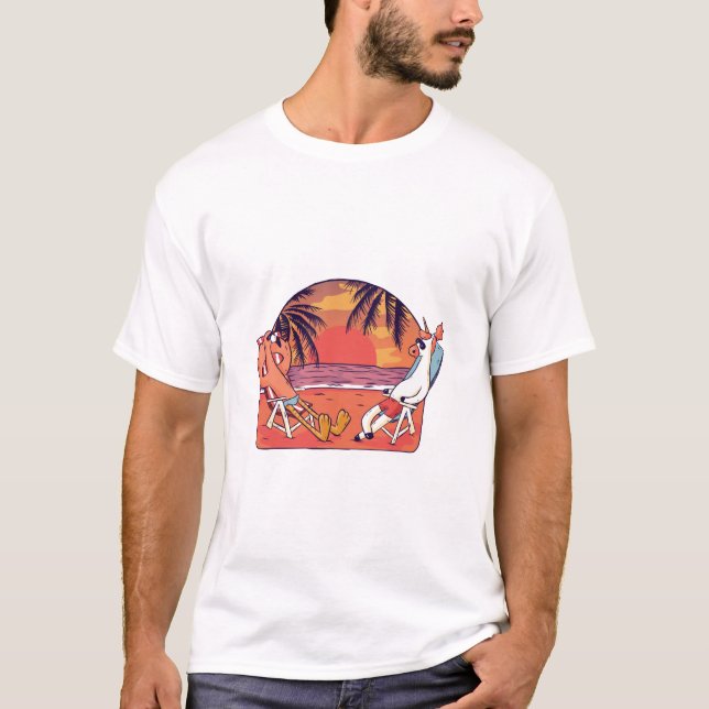 Camiseta Playa Flamingo de Unicorn (Anverso)
