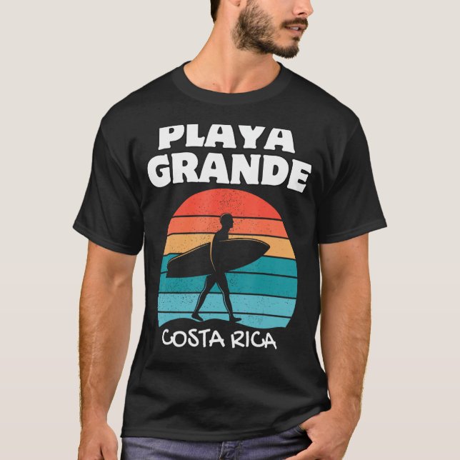 Camiseta PLAYA GRANDE COSTA RICA Surf Retro Sunset Surfing (Anverso)
