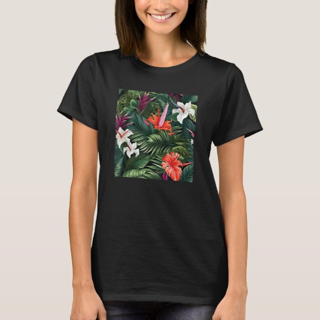 Camiseta Playa Hawái del Patrón de Flores Tropicales Vacati (Anverso)