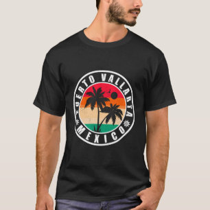 Camiseta Playa Mexicana Puerto Vallarta Palm Tree Retro 80