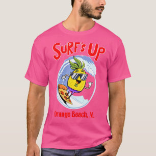 Camiseta Playa naranja Para Niños Pineapple Surfing En Pizz
