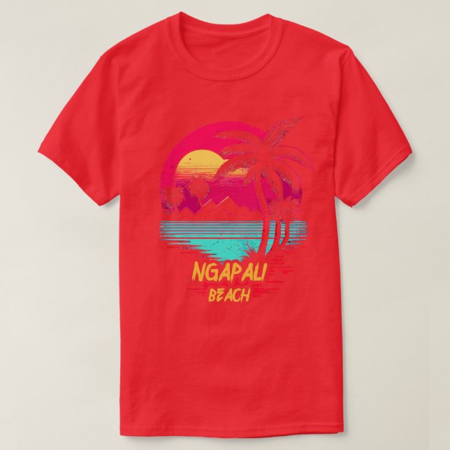 Camiseta Playa Ngapali de Retrowave (Diseño del anverso)