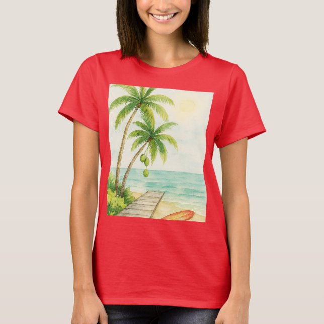 Camiseta Playa palmeras  (Anverso)