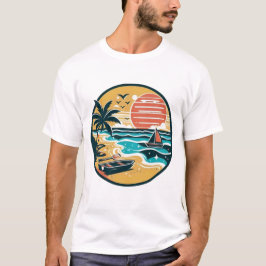 Camiseta Playa Paraíso de la Puesta de Sol Tropical