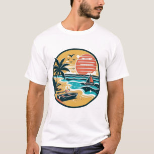 Camiseta Playa Paraíso de la Puesta de Sol Tropical