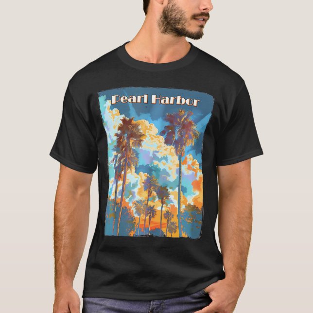 Camiseta Playa Pearl Harbor Hawaii Palm Trees (Anverso)
