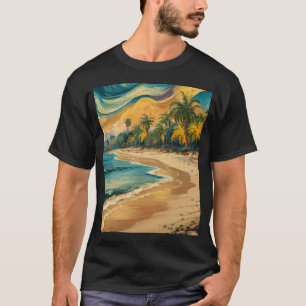 Camiseta Playa, pintura al óleo.