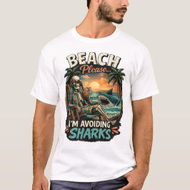 Camiseta Playa Por Favor Estoy Evitando Tiburones Esqueleto