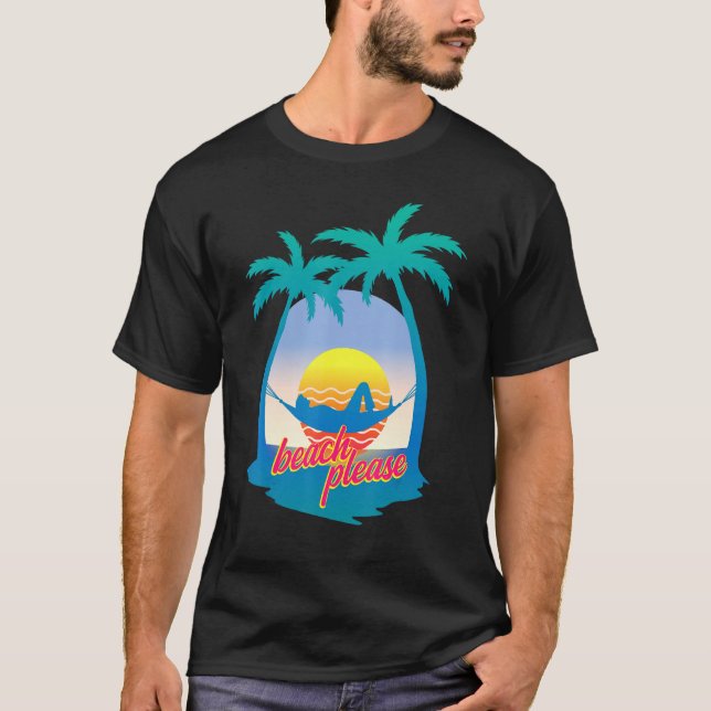 Camiseta Playa Por Favor Retro Los Años 80 Playa Vacaciones (Anverso)