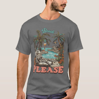 Camiseta Playa Por Favor Summerween Playa De Esqueleto Vaca