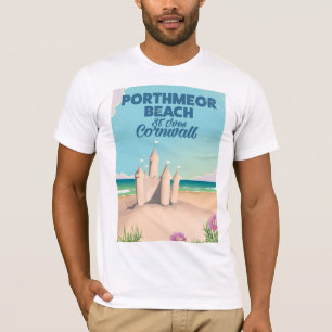 Camiseta Playa Porthmeor, St Ives, afiche de viaje de Cornw